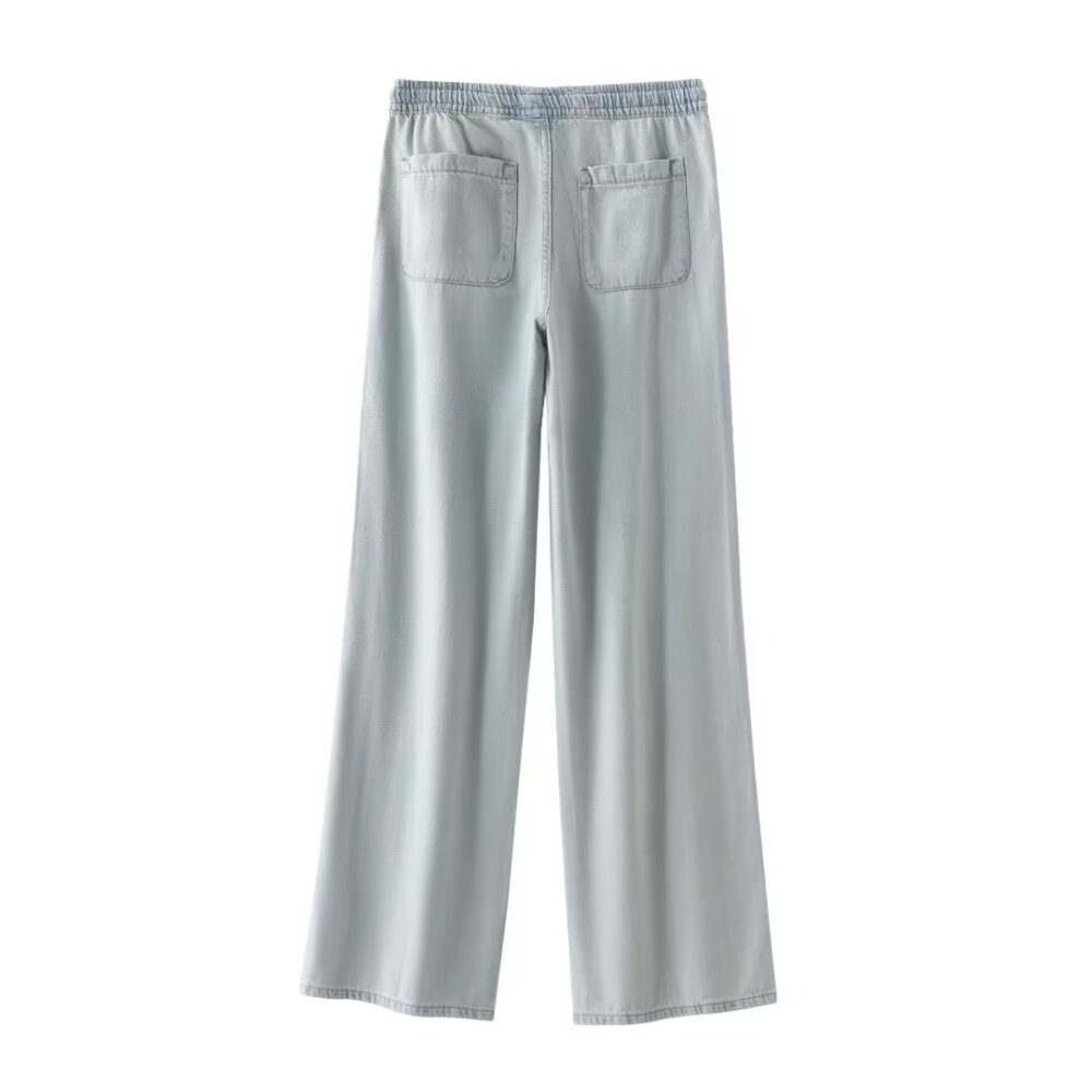 Women Clothing All Match Mid Waist Denim Jogging Trousers - Image 4