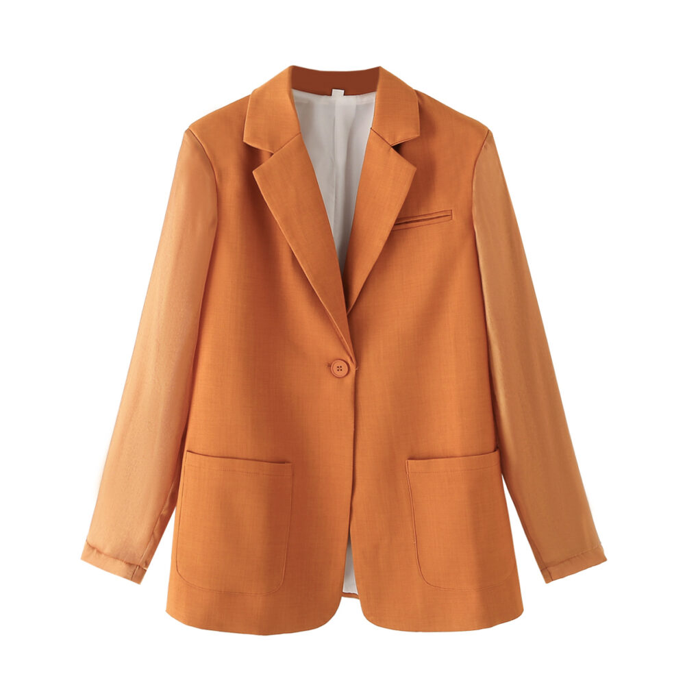 Spring Women Clothing Zaura Drape Orange Blazer