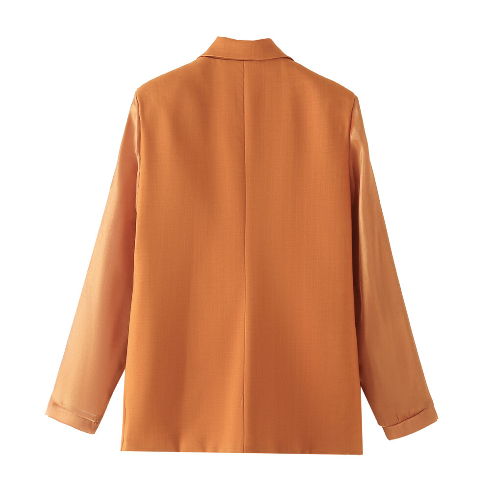 Spring Women Clothing Zaura Drape Orange Blazer - Image 2