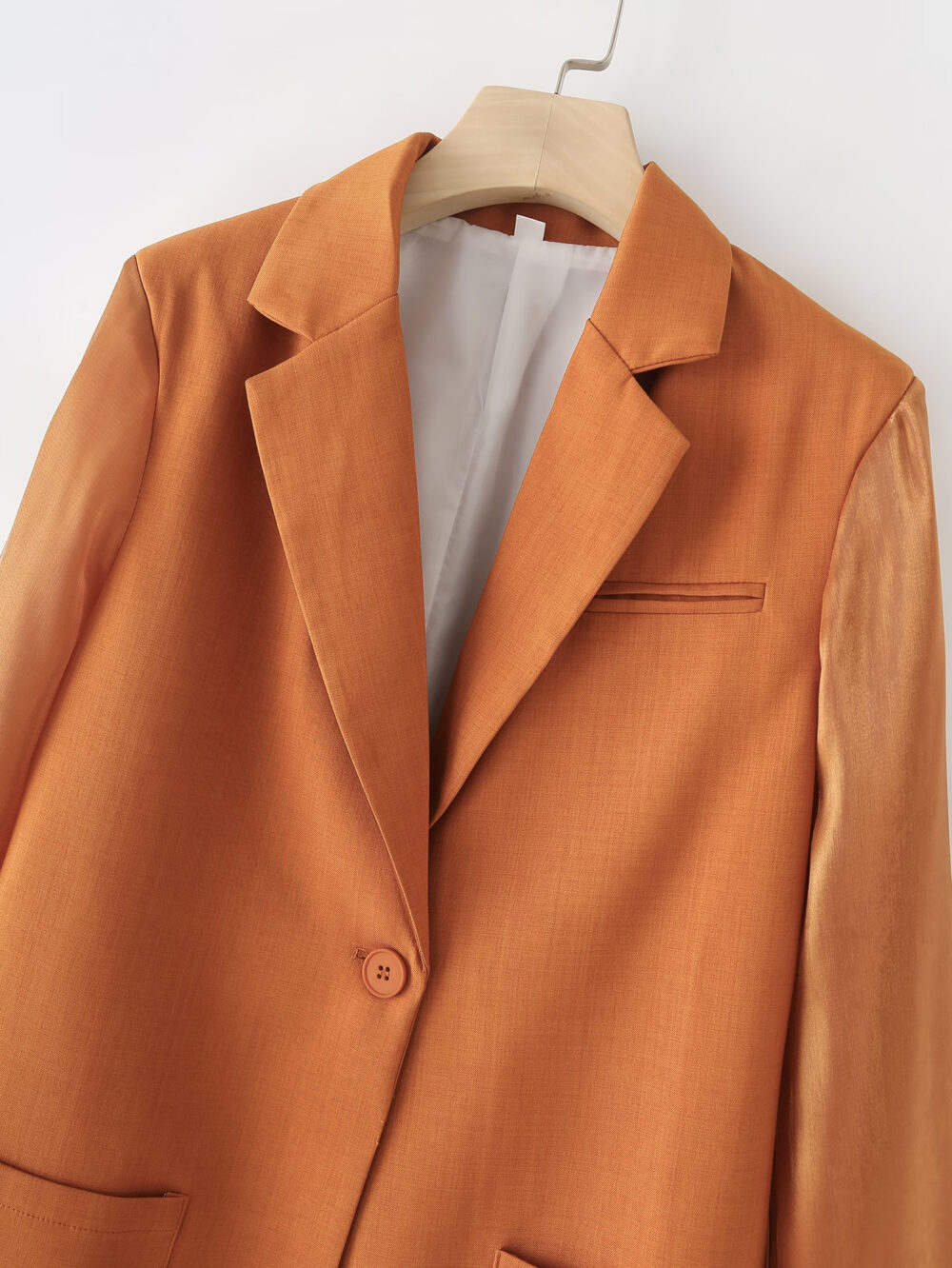 Spring Women Clothing Zaura Drape Orange Blazer - Image 3