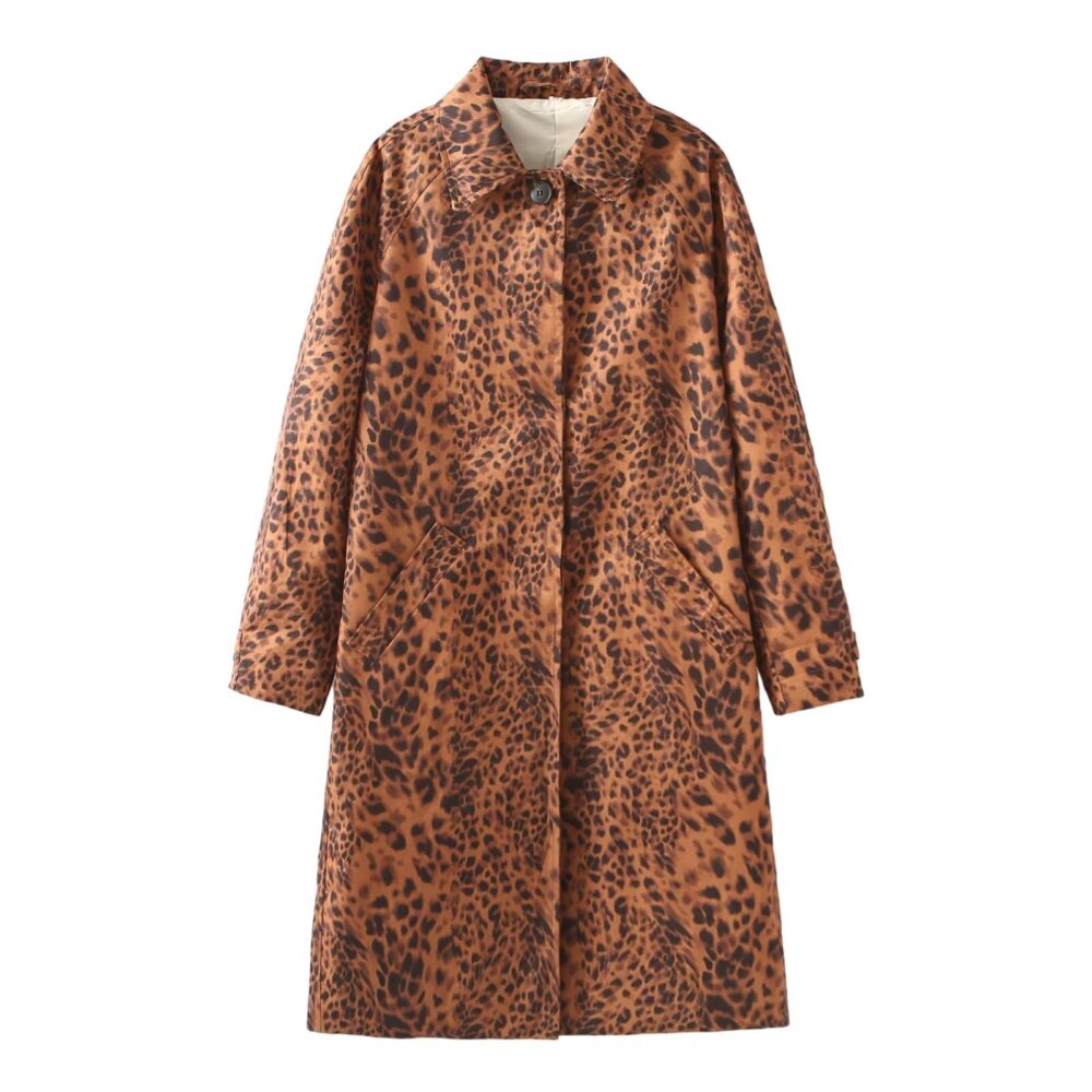 Summer Women Clothing Casual Animal Pattern Floral Print Trench Coat - Image 2