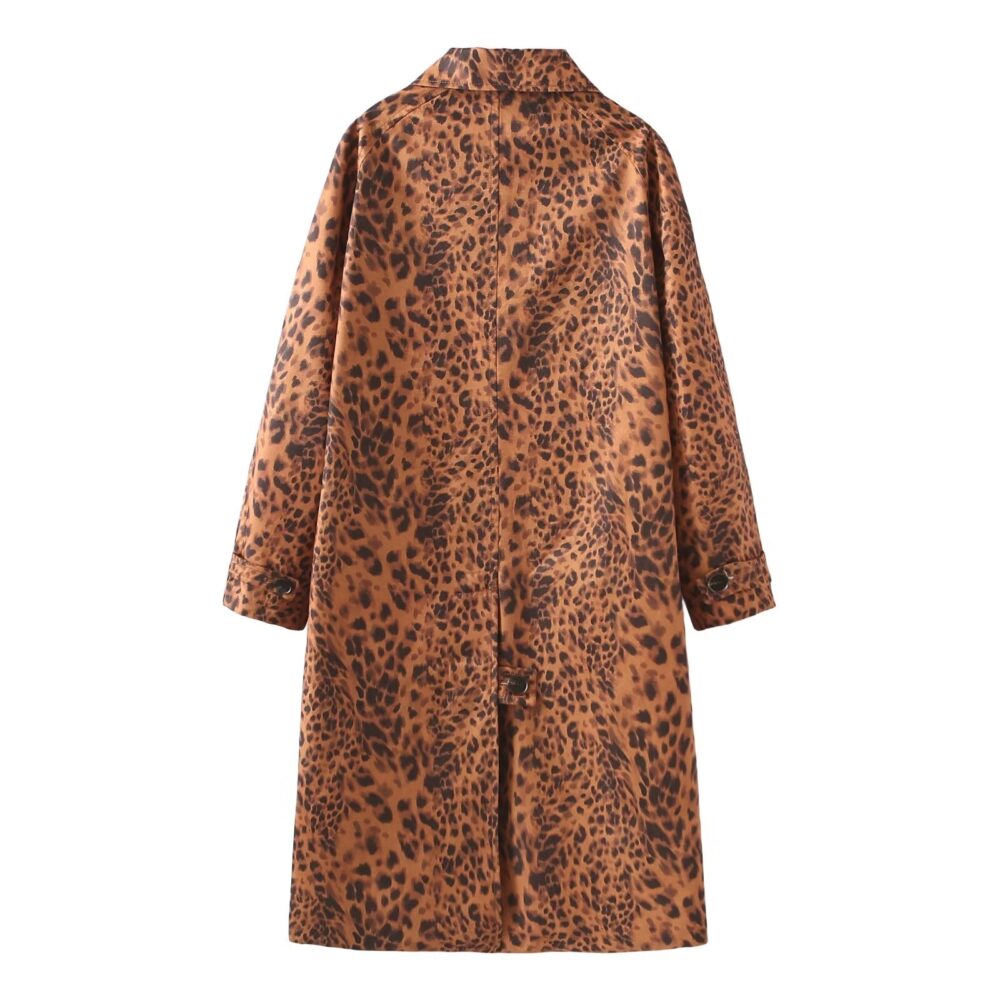 Summer Women Clothing Casual Animal Pattern Floral Print Trench Coat - Image 3