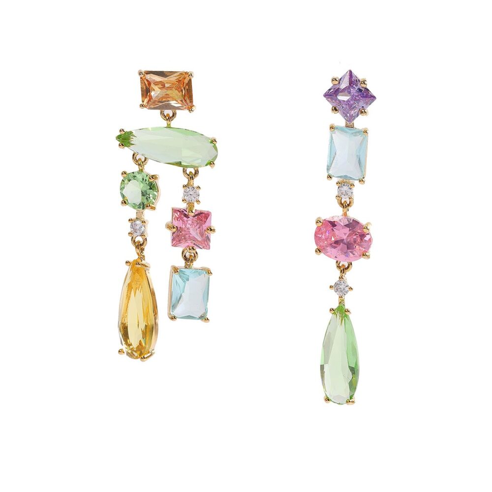 Colorful irregular zircon earrings and earrings for women - Image 3