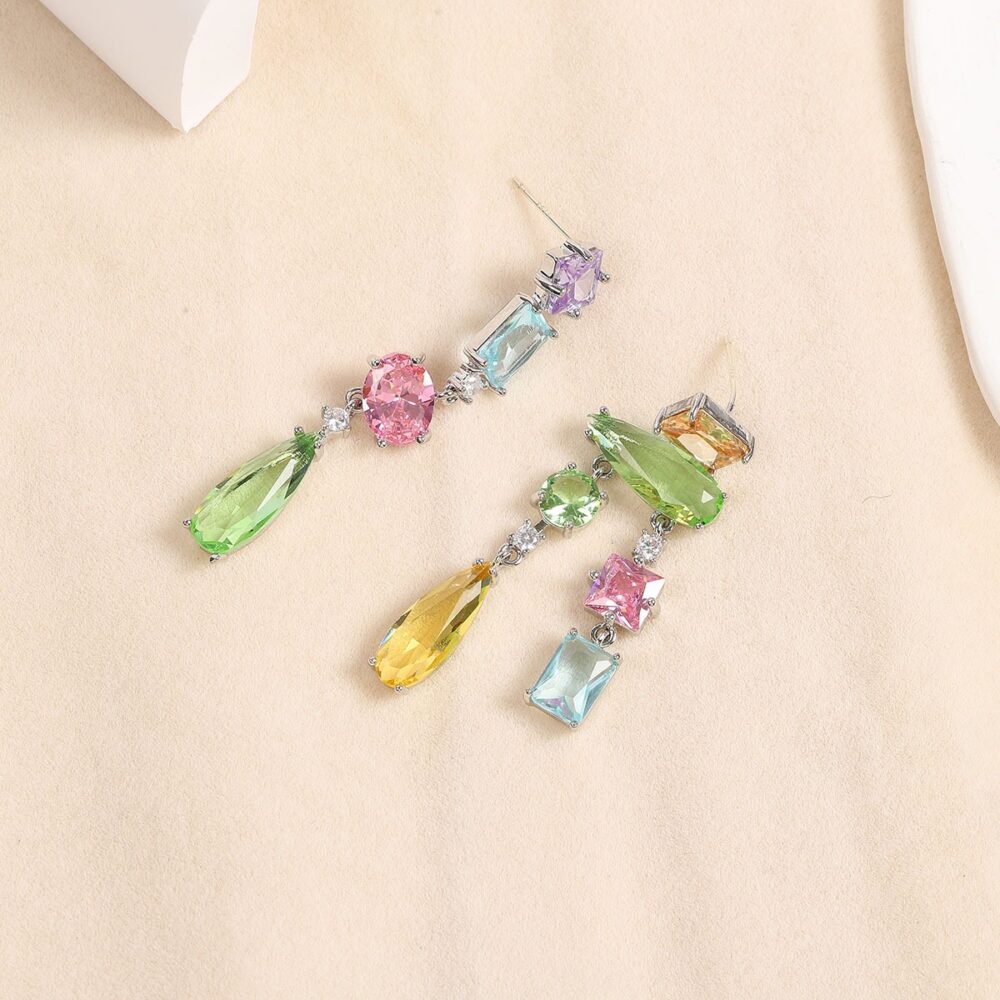 Colorful irregular zircon earrings and earrings for women