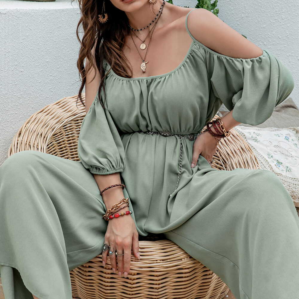 Light Green Sexy Little Suspenders Casual Vacation Jumpsuit - Image 6