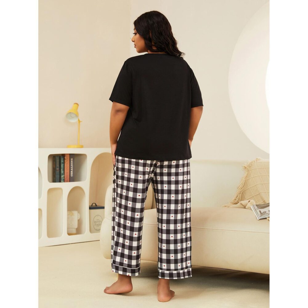 Plus Size Home Wear Suit Spring Autumn 100.00kg Short Sleeved Trousers Pajamas Women - Image 4