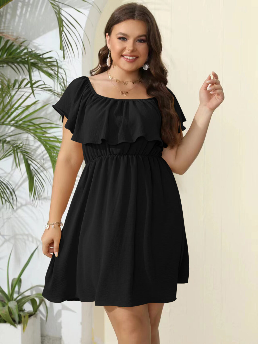 Plus Size Women Dress Jumps into E commerce Dress Summer New One Shoulder Solid Sweet Dress - Image 7