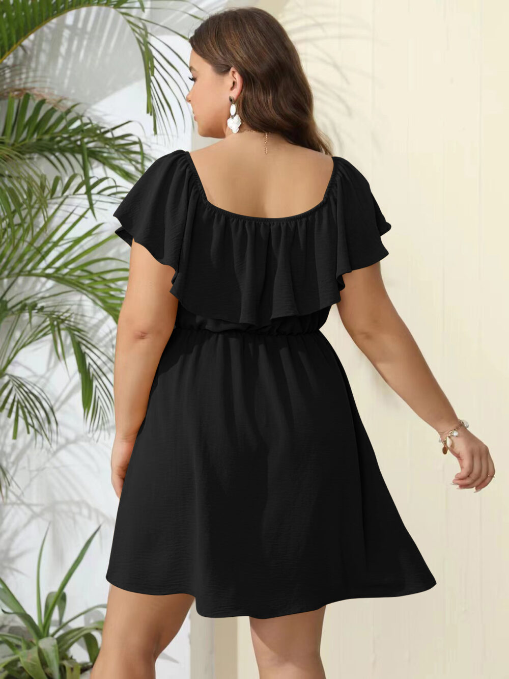 Plus Size Women Dress Jumps into E commerce Dress Summer New One Shoulder Solid Sweet Dress - Image 10