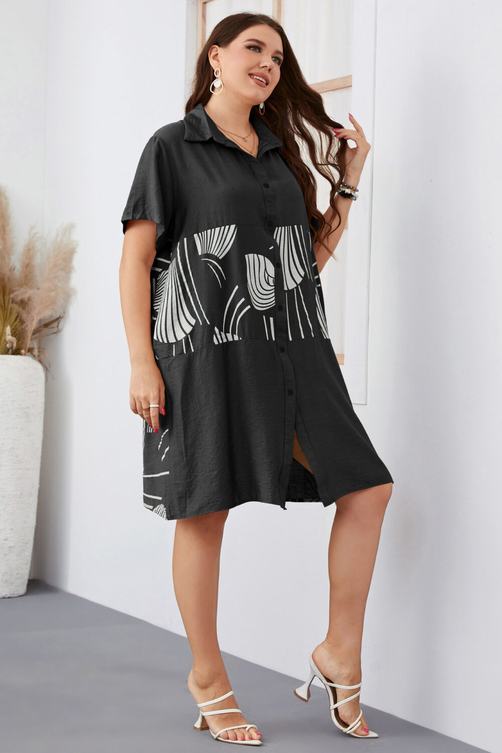 Plus Size Summer Loose Long Short Sleeve Women Shirt - Image 3