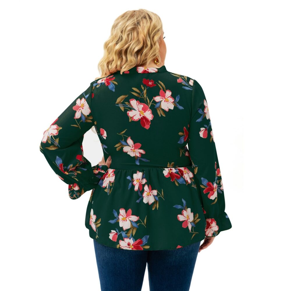 Plus Size Women Clothing Spring Autumn Full Figured Girl Long Sleeve Printed Top - Image 4